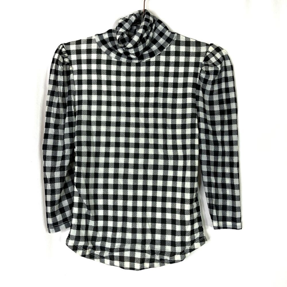 Free People Gingham Turtleneck Top Black White Gingham Lightweight Womens Small